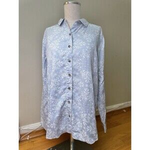 Marine Layer Carlin Floral Button Down Shirt Blue S EUC Cottage Boho Romantic